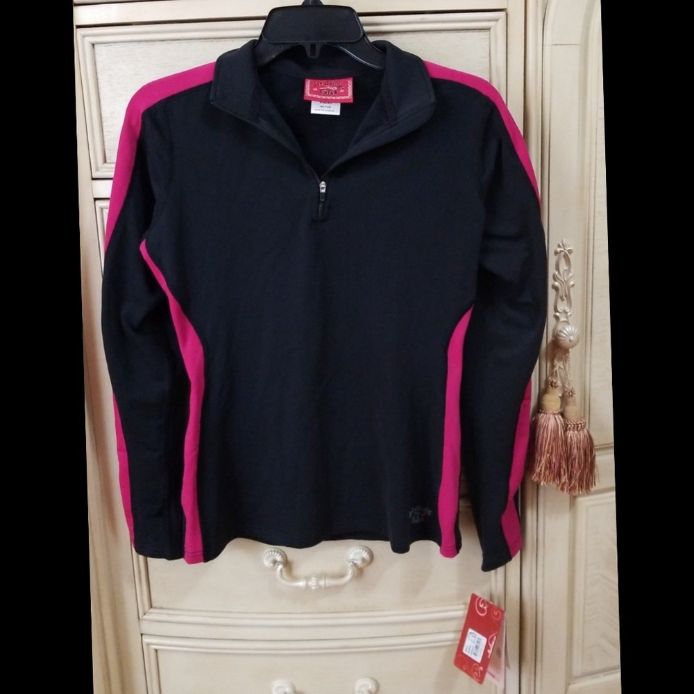 Woman's Athletic Black & Hot Pink Top
